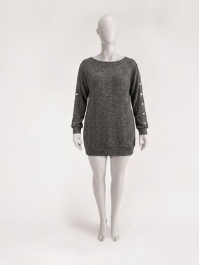 ​Lily Morgan Grey Snap Sleeve Tunic Sweater Top Size 1X